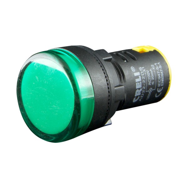Ενδεικτική λυχνία LED πίνακος Φ22 πράσινη 220V AC Creli Μικροϋλικά - Εξαρτήματα Ηλεκτρικών Πινάκων